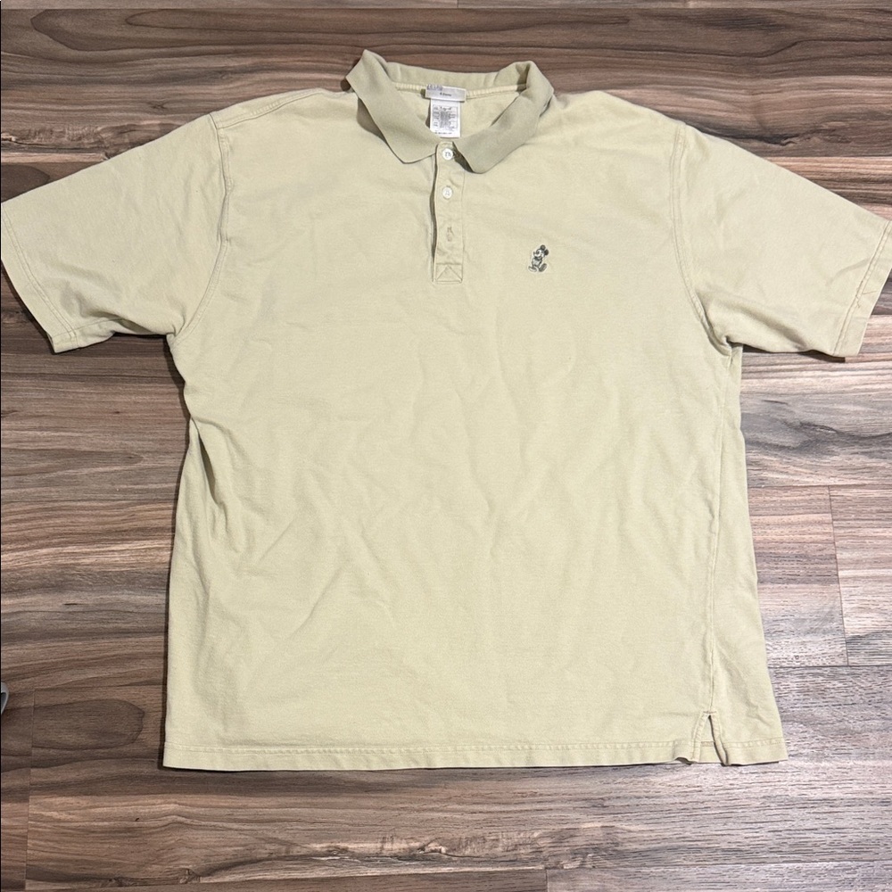 Vintage Walt Disney World Mickey Mouse Embroidered Mens Polo Size XXL Beige